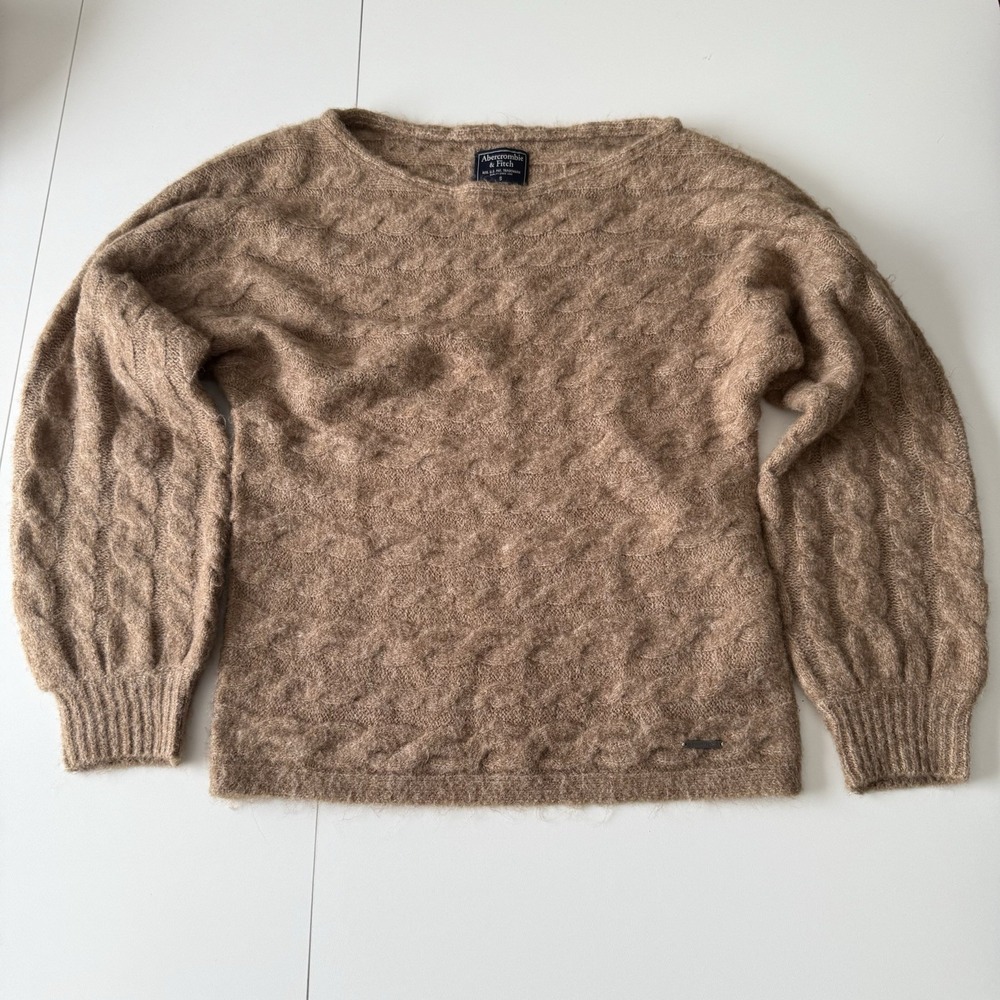 Abercrombie‎ & Fitch Women's Beige Chunky Cable Knit Sweater Size Small